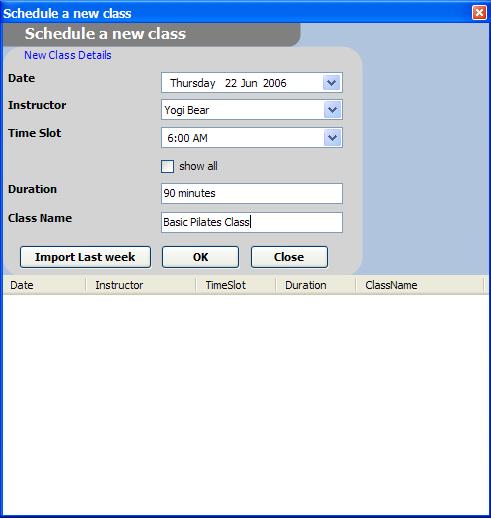 Schedule exercise class